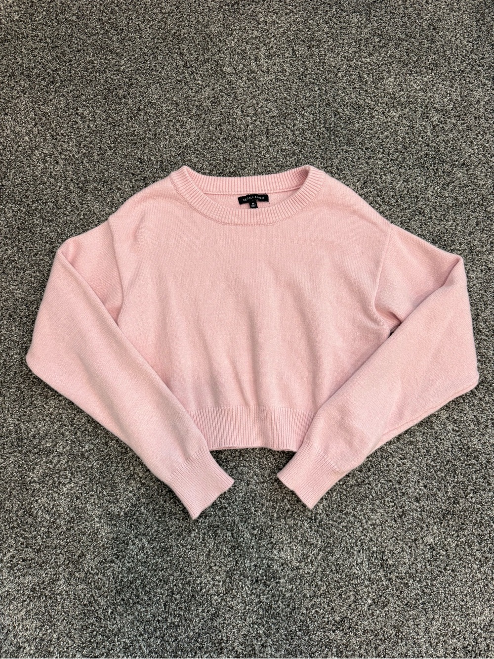 Kendall & Kylie Light Pink Cropped Crewneck Sweater